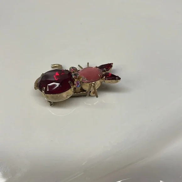 PINK & RED KITTY BROOCH VTG - Picture 3 of 8